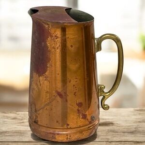 Vintage O.D.I Copper Pitcher With Brass Handle - Rustic Decor